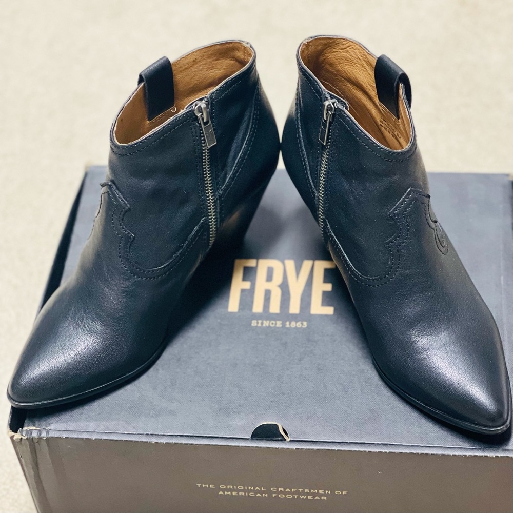 Frye Reina Black Bootie 8.5 with box, almost new.